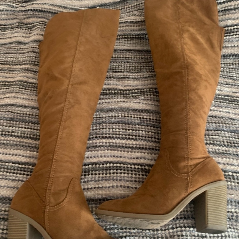 Brown Knee High Suede Boot